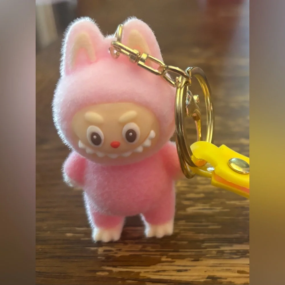 Labubu Fuzzy Pink Collectible Keychain